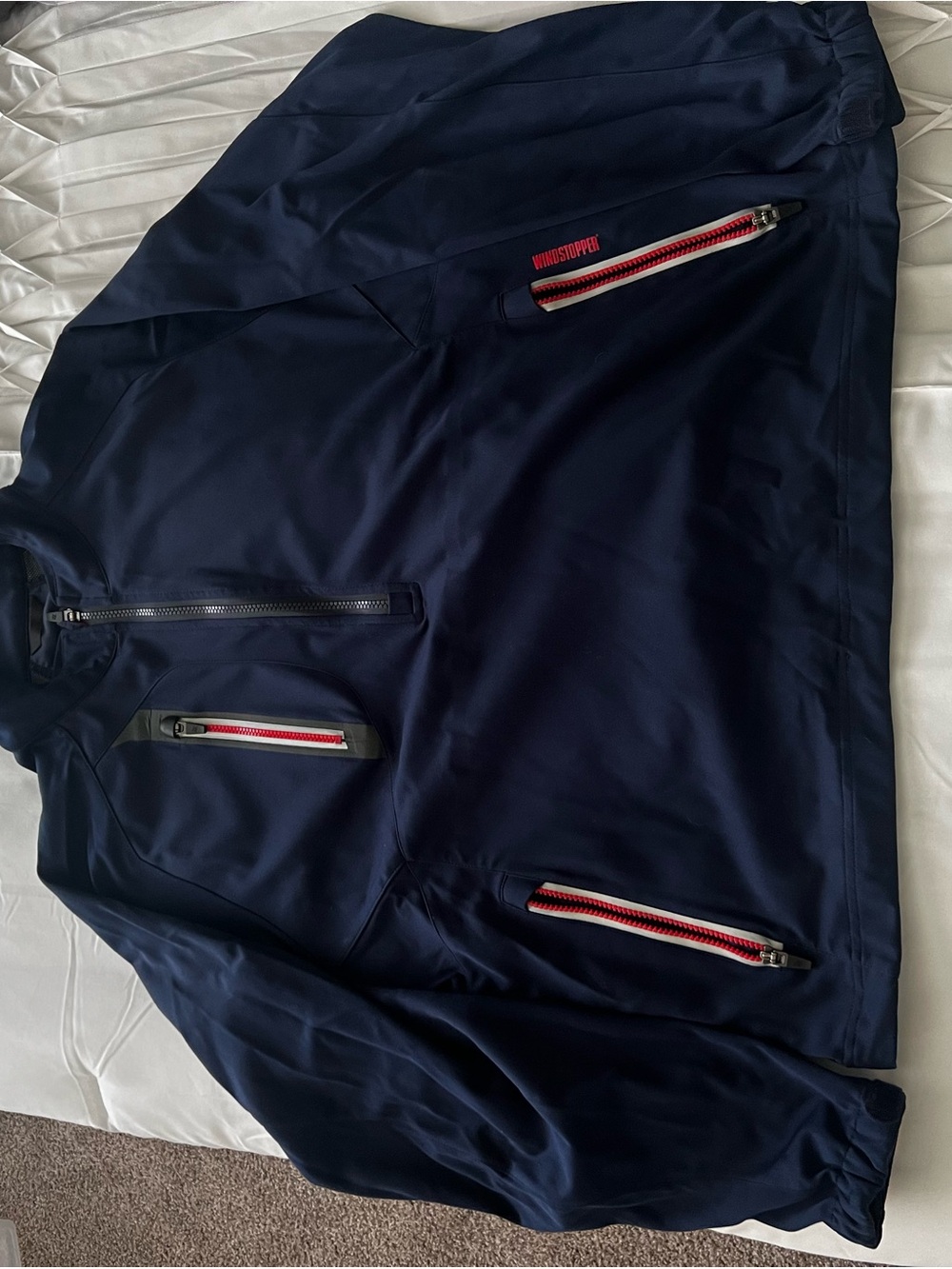 Zero Restriction Mens Windstopper Navy Half-Zip Jacket with Red Trim
